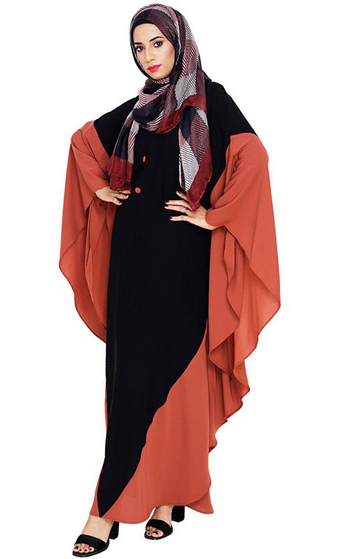 Aesthetic Black and Brick Red Kaftan (Made-To-Order)