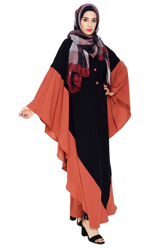 Aesthetic Black and Brick Red Kaftan (Made-To-Order)