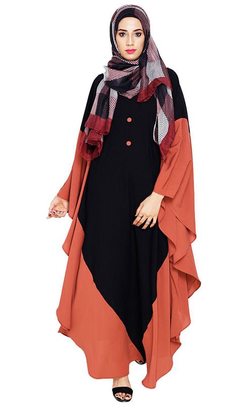 Aesthetic Black and Brick Red Kaftan (Made-To-Order)