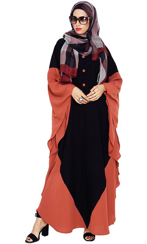 Aesthetic Black and Brick Red Kaftan (Made-To-Order)