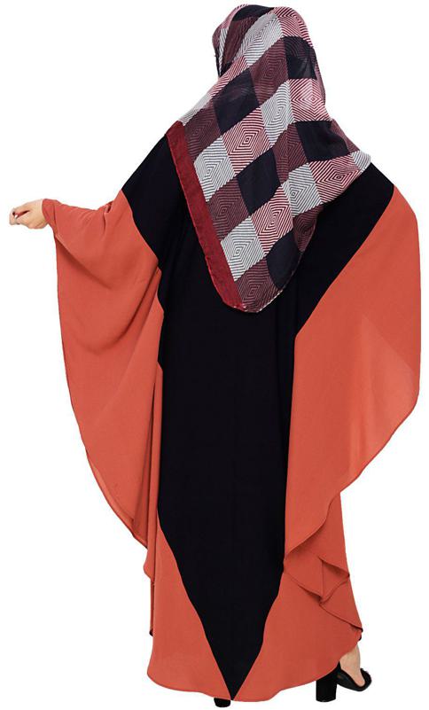 Aesthetic Black and Brick Red Kaftan (Made-To-Order)