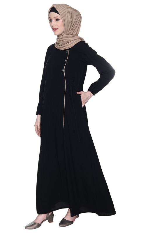 Angrakha Style Black Abaya (Made-To-Order)
