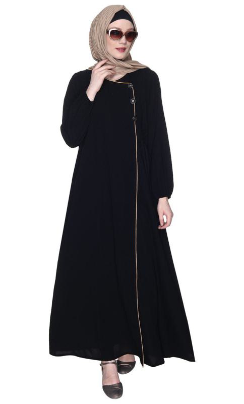 Angrakha Style Black Abaya (Made-To-Order)