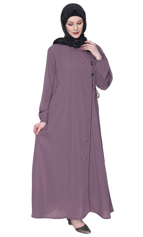 Angrakha Style Purple Abaya (Made-To-Order)