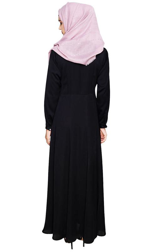 Beautiful Embroidered Yoke Black Abaya