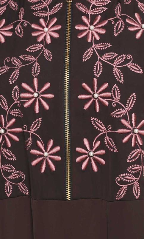 Beautiful Embroidered Yoke Brown Abaya