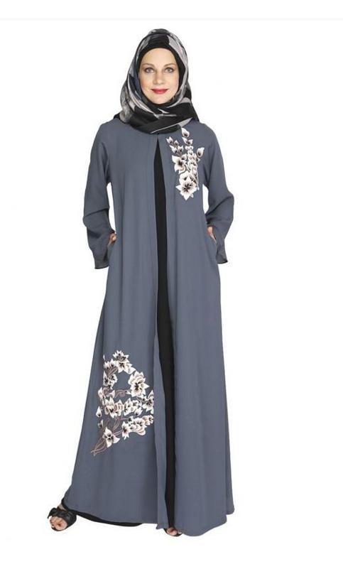 Beckon Grey Jacket Style Abaya