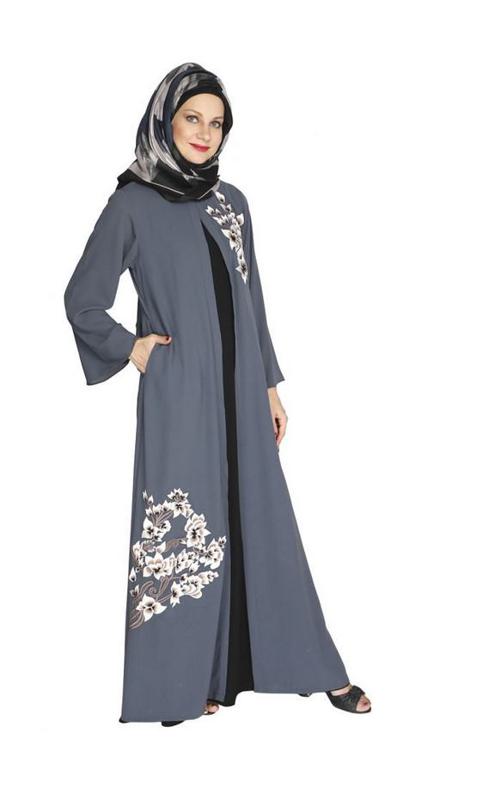 Beckon Grey Jacket Style Abaya