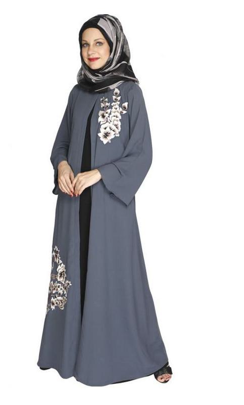 Beckon Grey Jacket Style Abaya