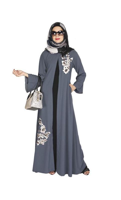 Beckon Grey Jacket Style Abaya
