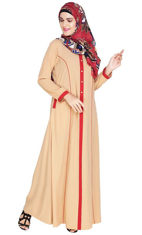 Beige Panelled Abaya
