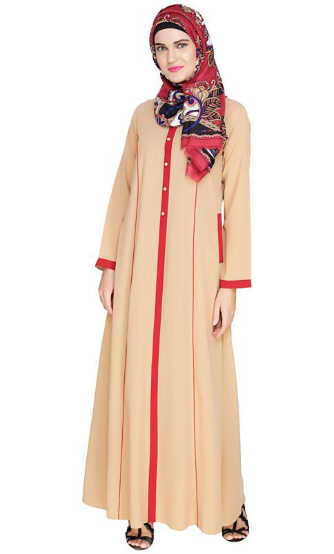 Beige Panelled Abaya