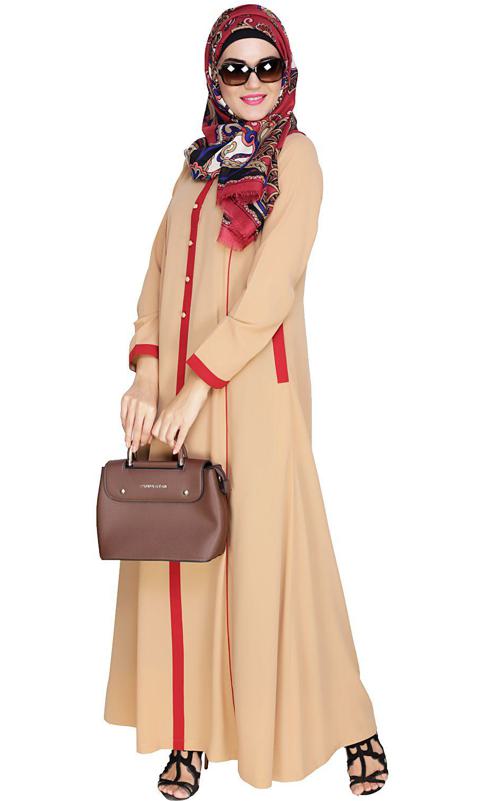 Beige Panelled Abaya
