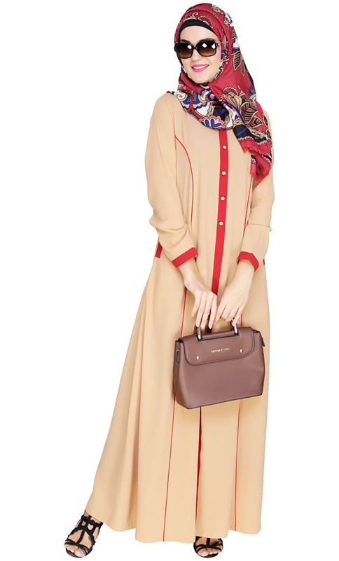 Beige Panelled Abaya
