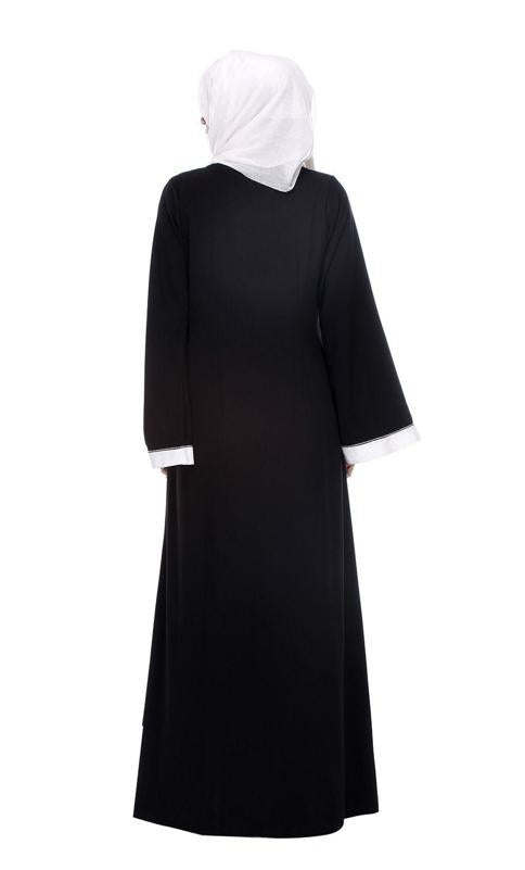 Black Abaya With Applique Embroidery