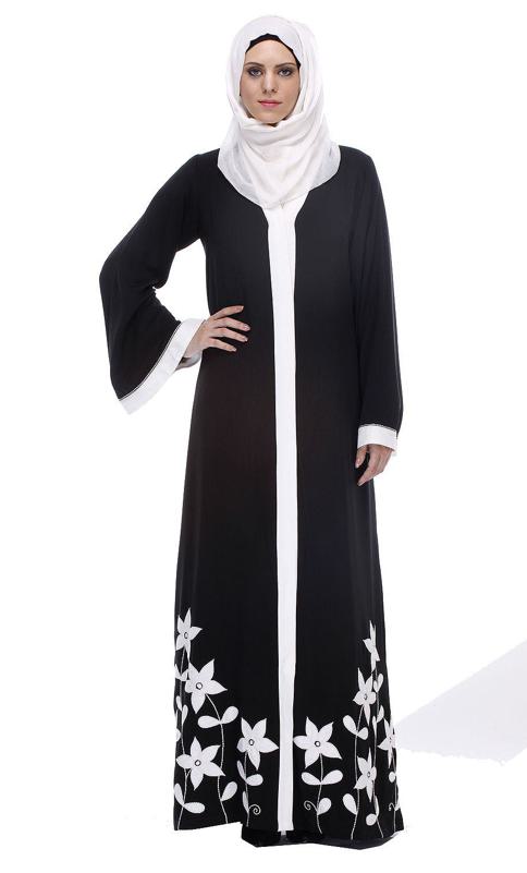 Black Abaya With Applique Embroidery