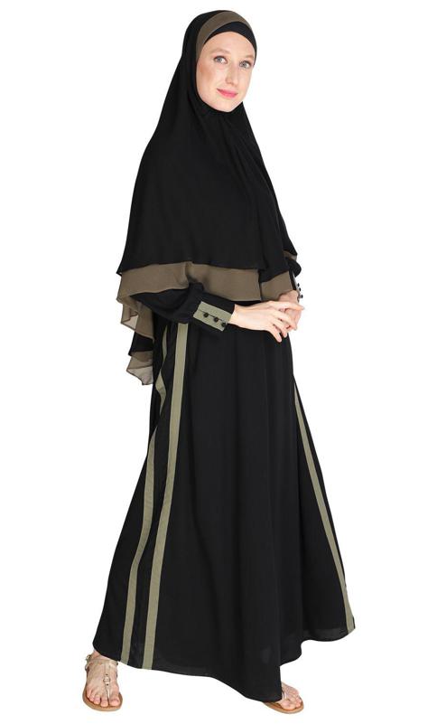 Black Abaya With Hijab Set (Made-To-Order)