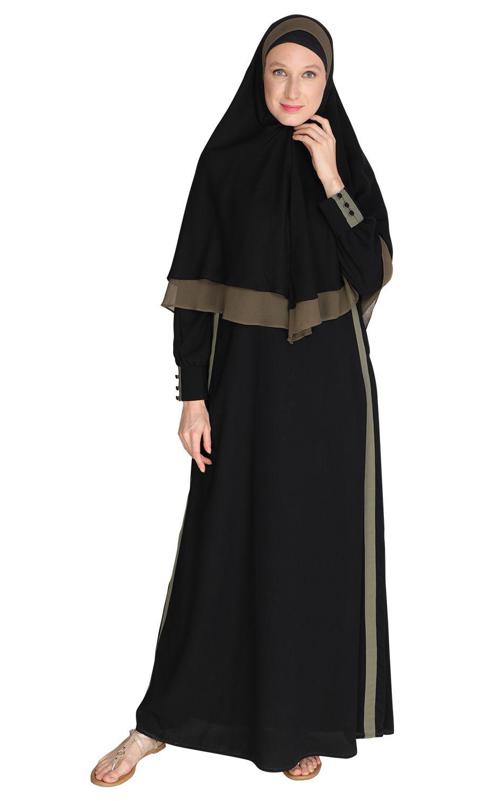 Black Abaya With Hijab Set (Made-To-Order)