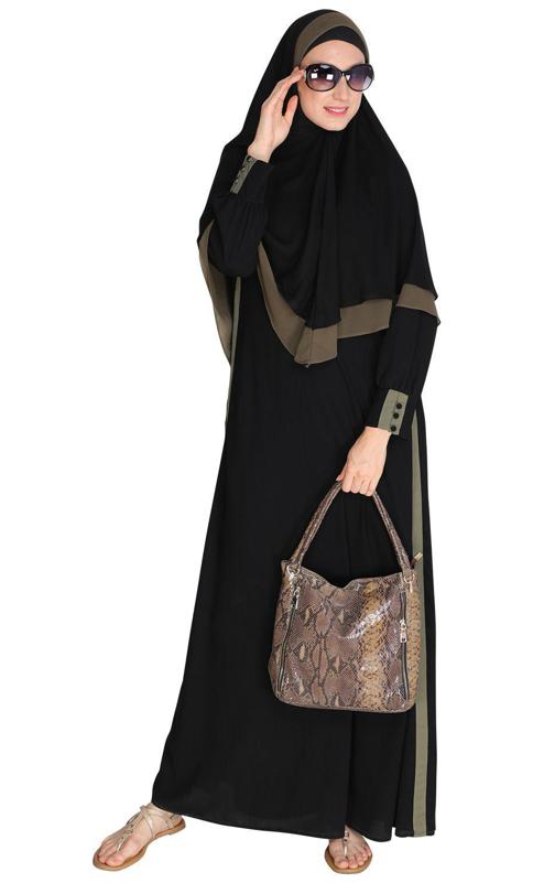 Black Abaya With Hijab Set (Made-To-Order)