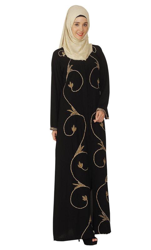 Black Abaya With Zari Dori Work (Made-To-Order)