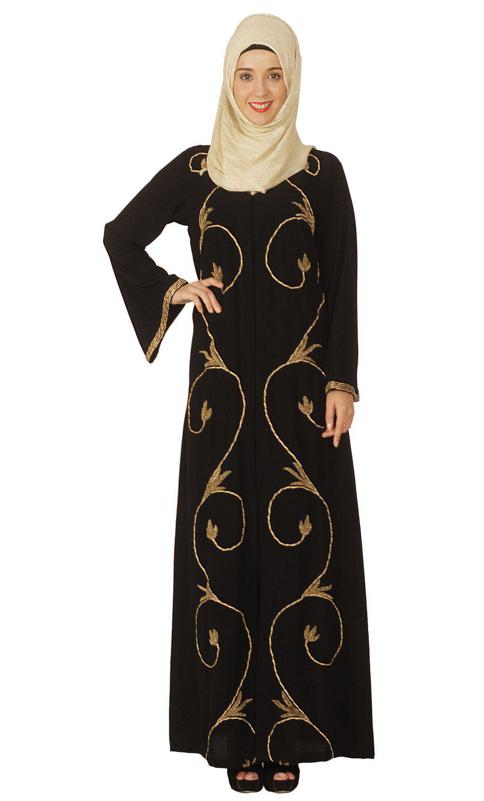 Black Abaya With Zari Dori Work (Made-To-Order)