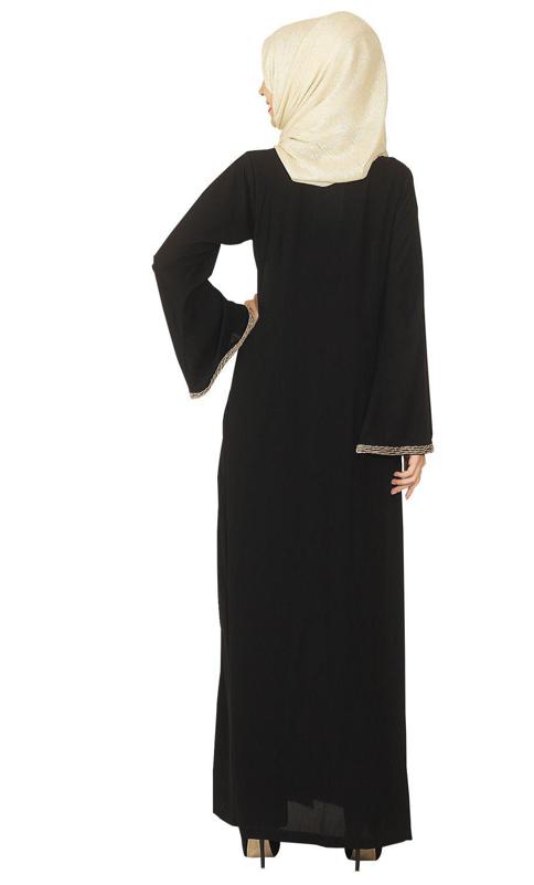 Black Abaya With Zari Dori Work (Made-To-Order)