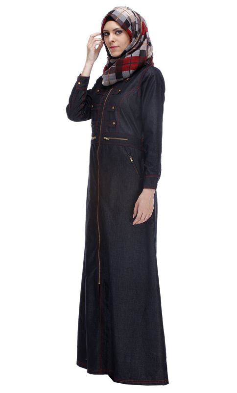 Black Denim Abaya (Made-To-Order)