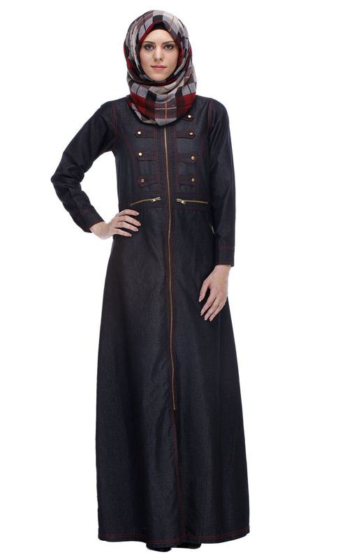 Black Denim Abaya (Made-To-Order)