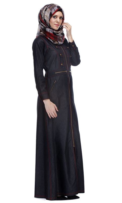 Black Denim Abaya (Made-To-Order)
