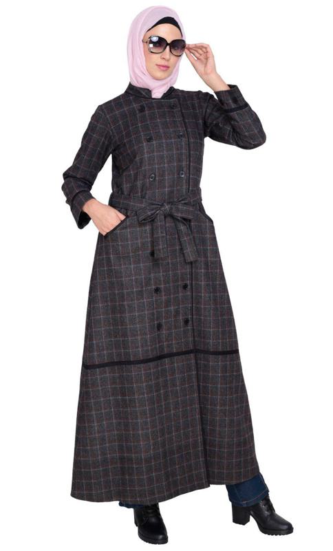 Black Double Breasted Panel Coat