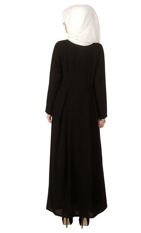 Black Hand Crafted Checkered Yoke Abaya (Made-To-Order)