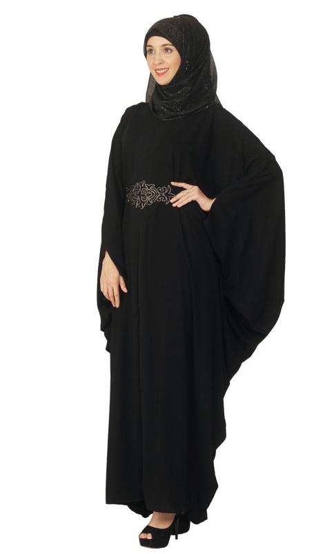 Black Kaftan with Embroidered Belt (Made-To-Order)