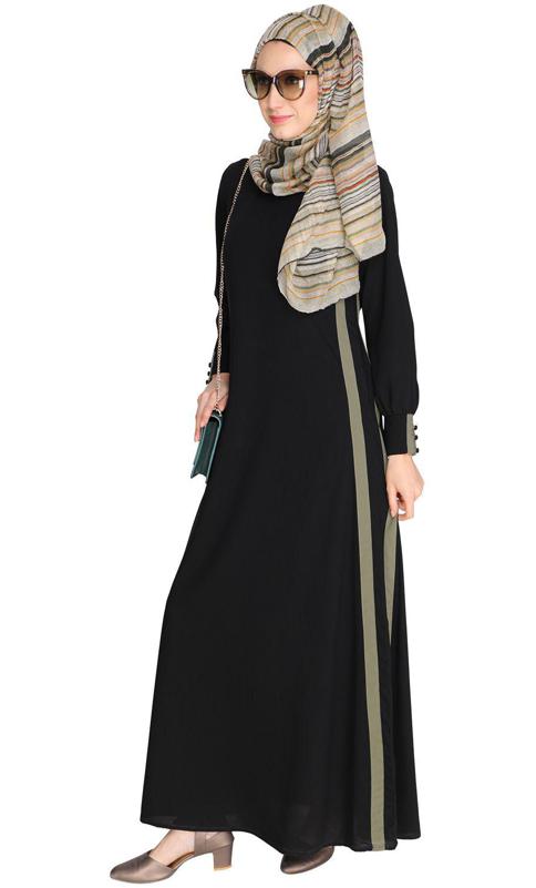 Black Side Detailed Abaya