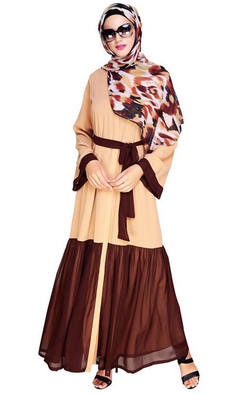 Glory Muster Dark Beige and Brown Abaya