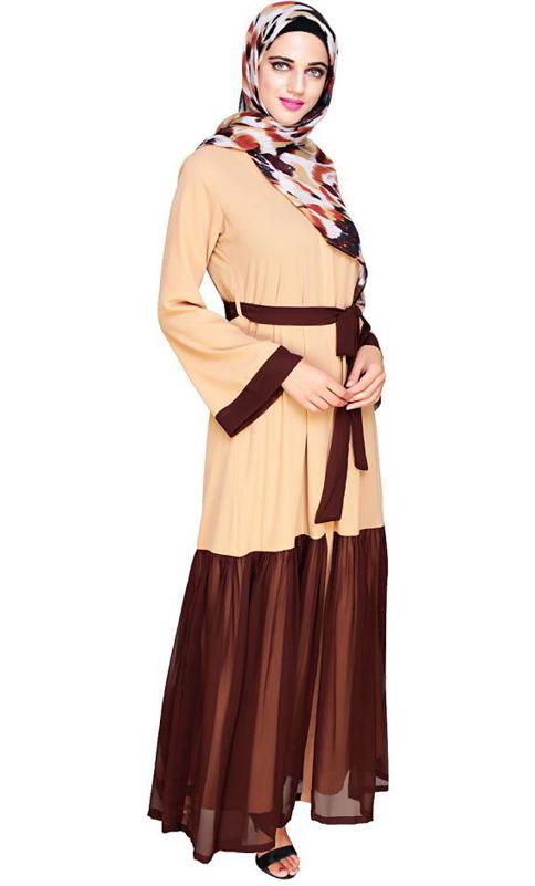 Glory Muster Dark Beige and Brown Abaya