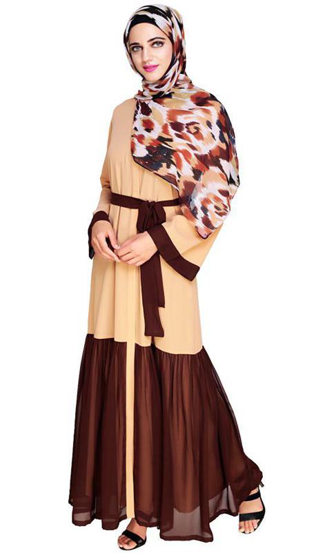 Glory Muster Dark Beige and Brown Abaya