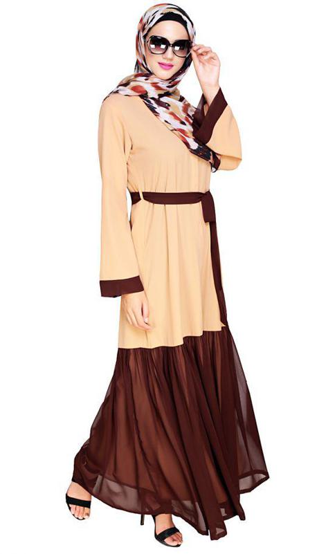 Glory Muster Dark Beige and Brown Abaya