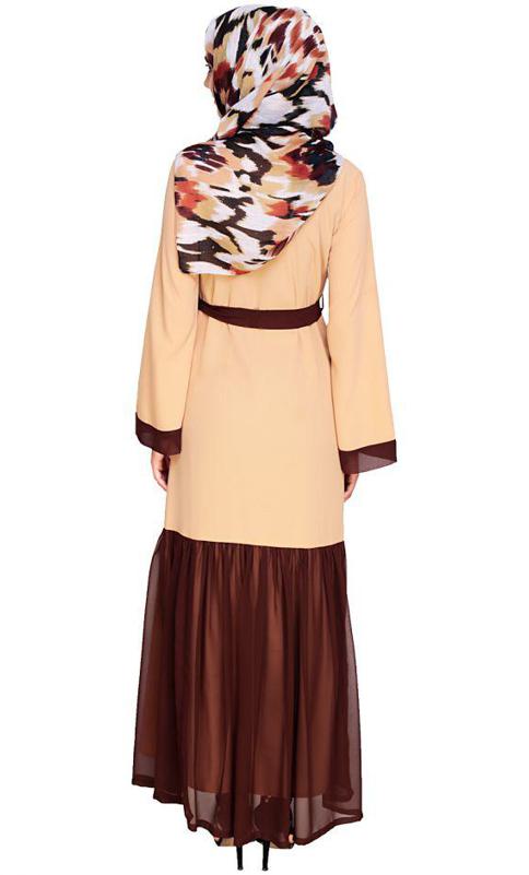Glory Muster Dark Beige and Brown Abaya