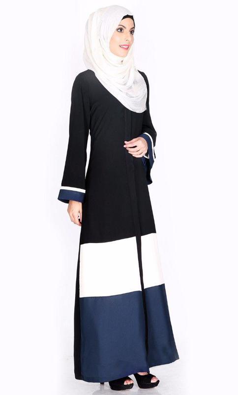 Black White And Blue Abaya (Made-To-Order)