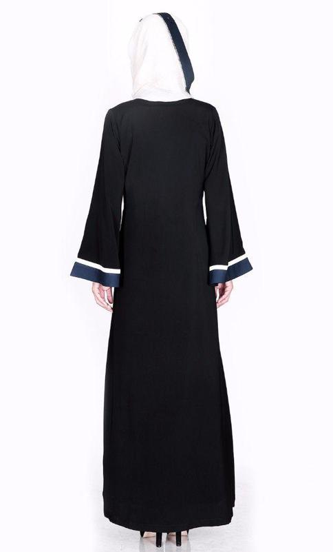 Black White And Blue Abaya (Made-To-Order)