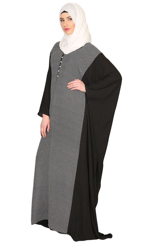 Black and Printed Kaftan (Made-To-Order)