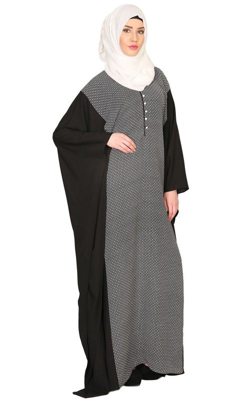 Black and Printed Kaftan (Made-To-Order)