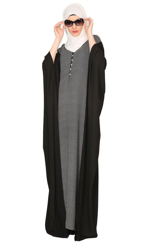 Black and Printed Kaftan (Made-To-Order)