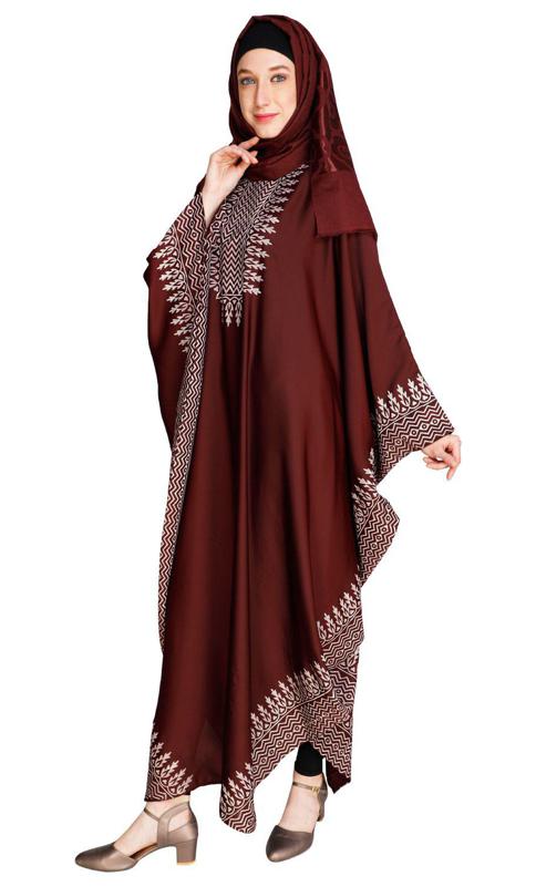 Block Printed Wine Kaftan (Made-To-Order)