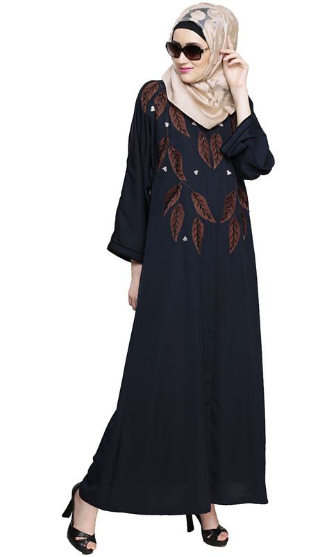 Blossomy Dubai Style Blue Abaya
