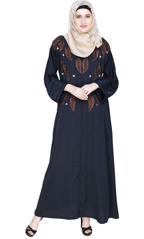 Blossomy Dubai Style Blue Abaya