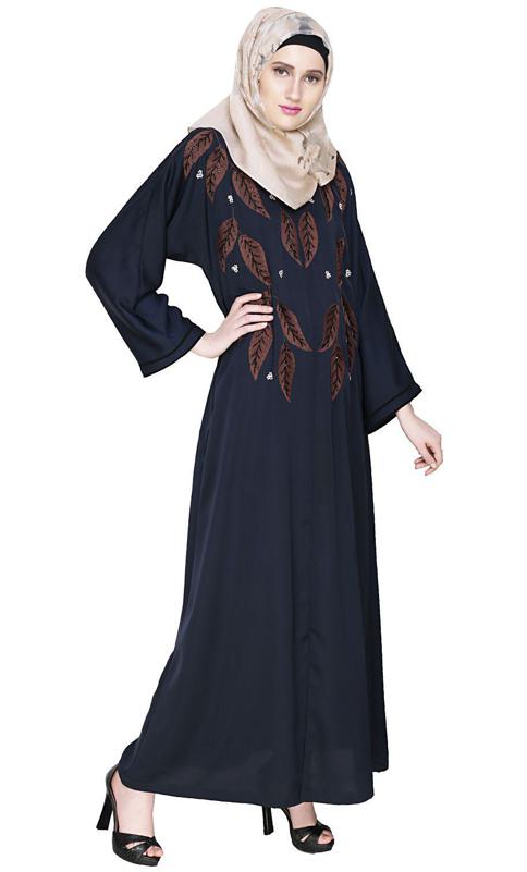 Blossomy Dubai Style Blue Abaya