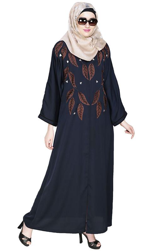 Blossomy Dubai Style Blue Abaya
