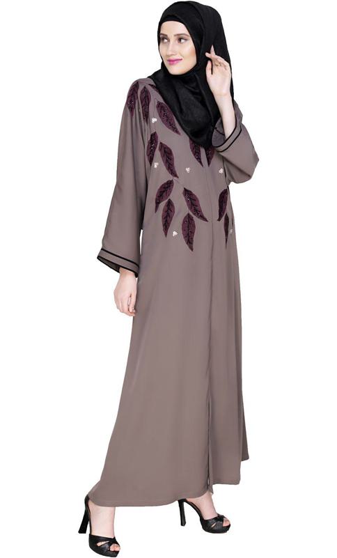 Blossomy Dubai Style Umber Brown Abaya