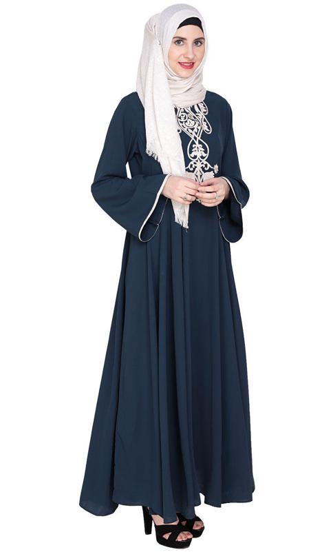 Blue Flared Abaya (Made-To-Order)